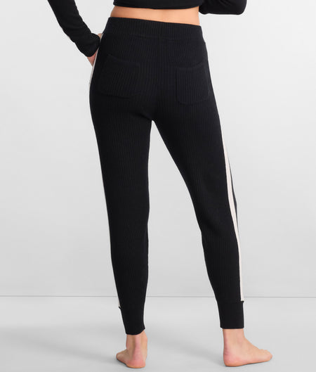 Cashmere Ribbed Racer Stripe Pants