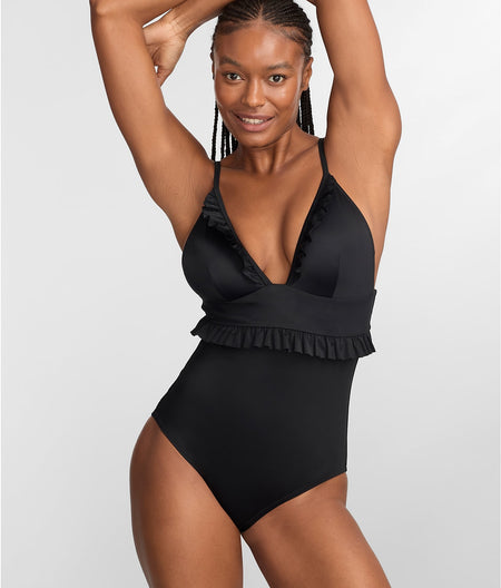 The Slimming Ruffle Plunge One-Piece