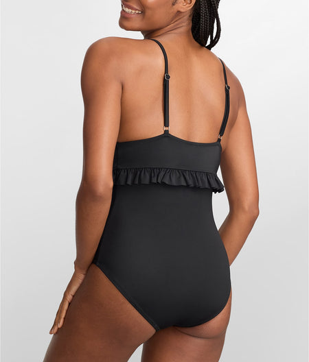 The Slimming Ruffle Plunge One-Piece