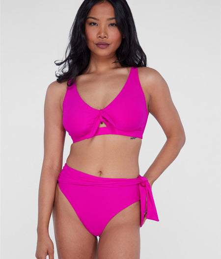 Tie Front Bikini Top: Berry