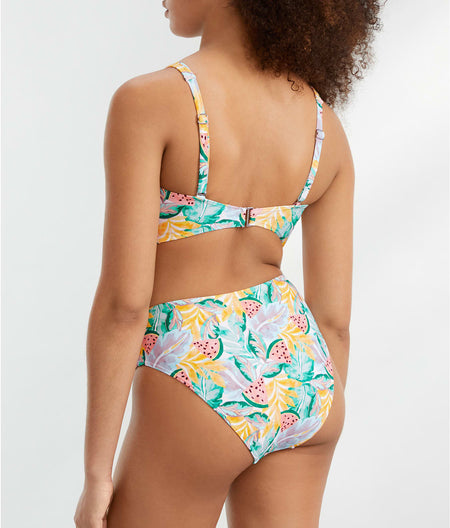 One In A Melon Ruched High-Waist Bikini Bottom