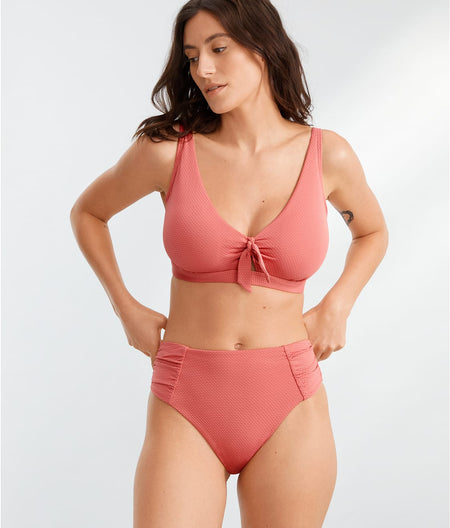 Tie Front Bikini Top: Rose