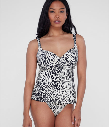 Underwire Wrap Tankini Top: Leopard Luxe