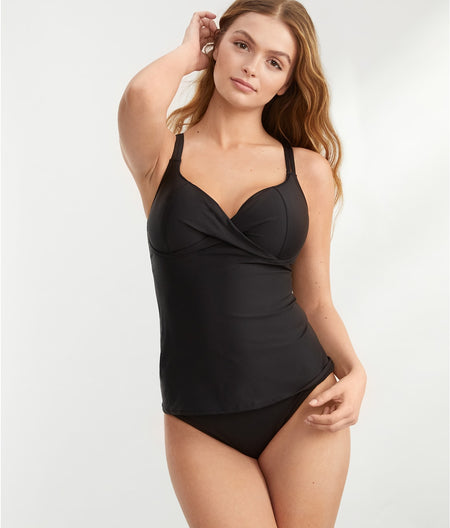 Underwire Wrap Tankini Top: Eco Onyx