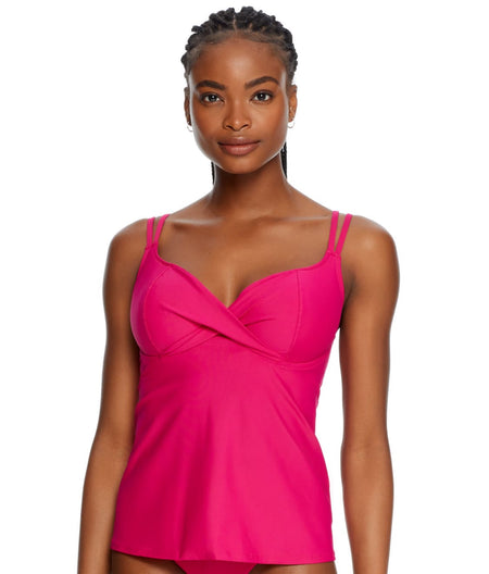 Underwire Wrap Tankini Top: Hibiscus