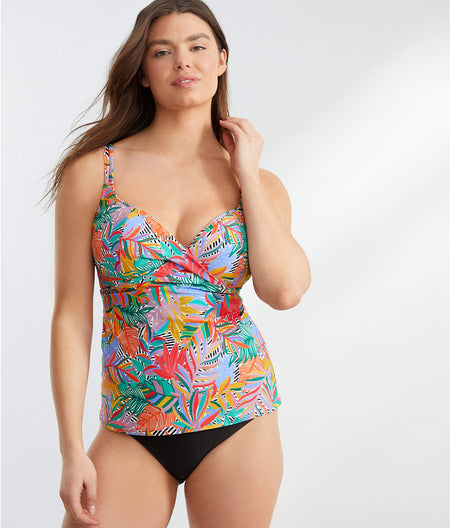 Underwire Wrap Tankini Top: Wild Tropic