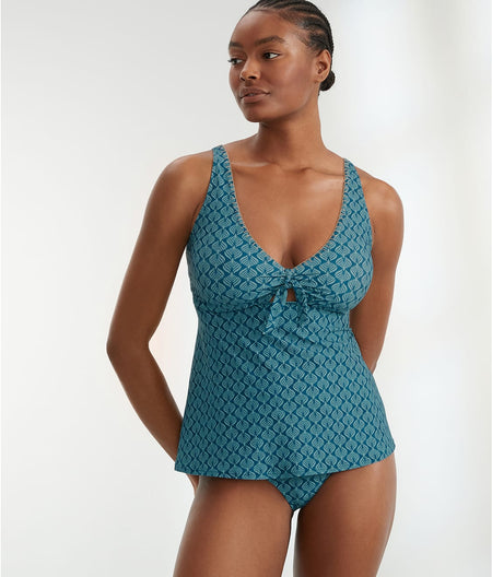 Nautilus Tie Front Underwire Tankini Top