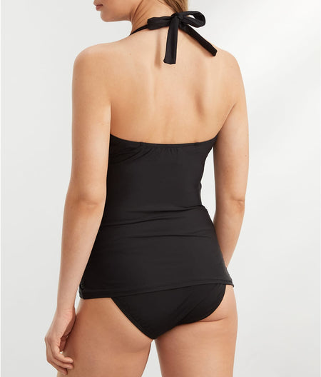 Ruffle Halter Underwire Tankini Top: Eco Onyx