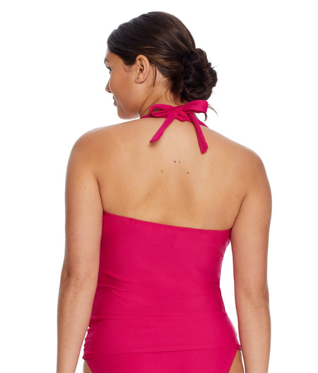 Ruffle Halter Underwire Tankini Top: Hibiscus