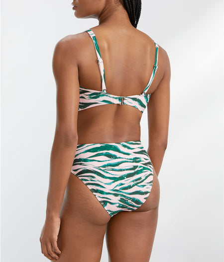 Animal Instinct Ruched High-Waist Bikini Bottom