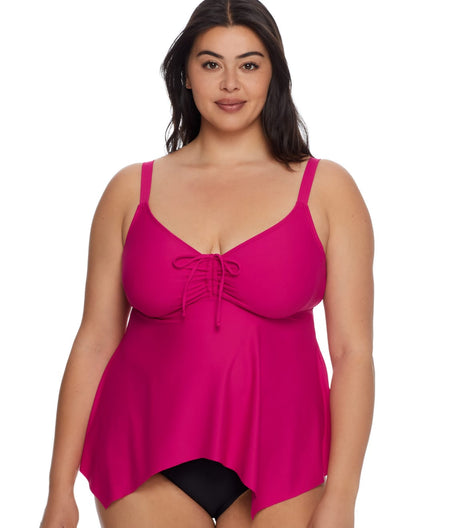 Plus Size Hibiscus Sharkbite Underwire Tankini Top