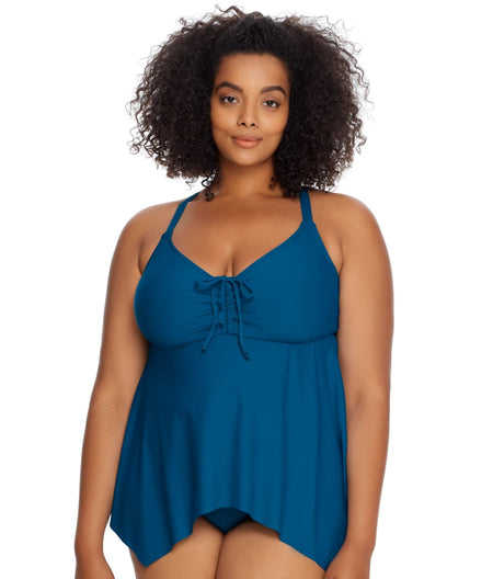 Plus Size Deep Ocean Sharkbite Underwire Tankini Top