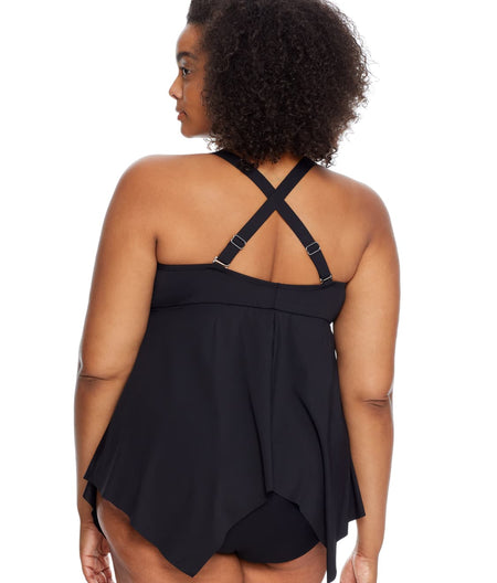 Plus Size Eco Onyx Sharkbite Underwire Tankini Top