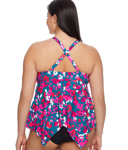 Midnight Poppy Plus Size Sharkbite Underwire Tankini Top