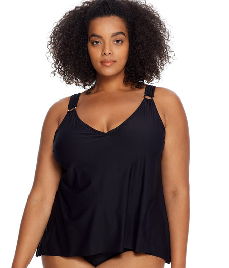 Plus Size Eco Onyx Flyaway Underwire Tankini Top