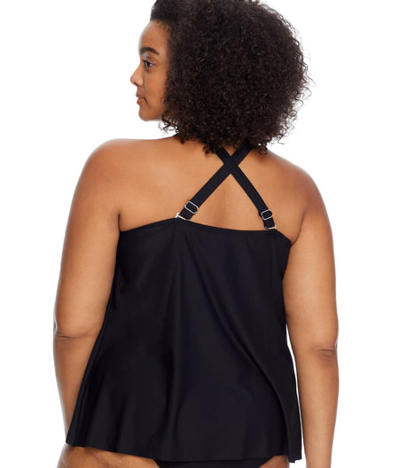 Plus Size Eco Onyx Flyaway Underwire Tankini Top