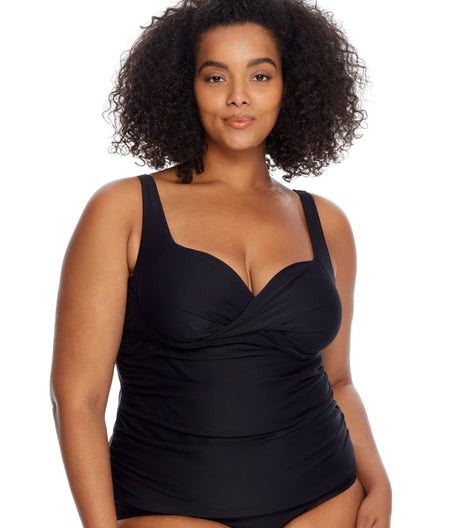 Plus Size Eco Onyx Shirred Underwire Tankini Top