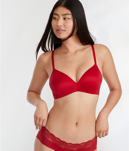 Future Foundations Wire-Free Plunge T-Shirt Bra: Haute Red