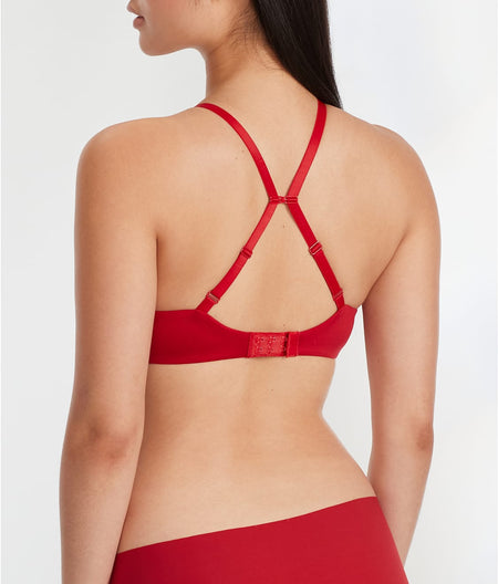 Future Foundations Wire-Free Plunge T-Shirt Bra: Haute Red