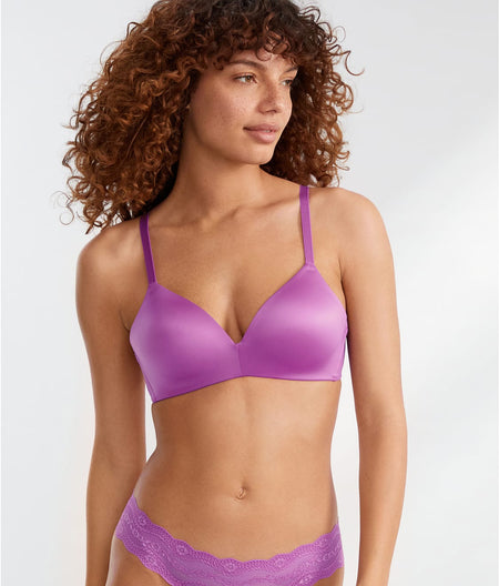 Future Foundations Wire-Free Plunge T-Shirt Bra: Mulberry