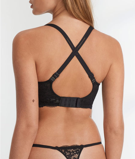 Lightly Lined Demi Bra: Black On Black