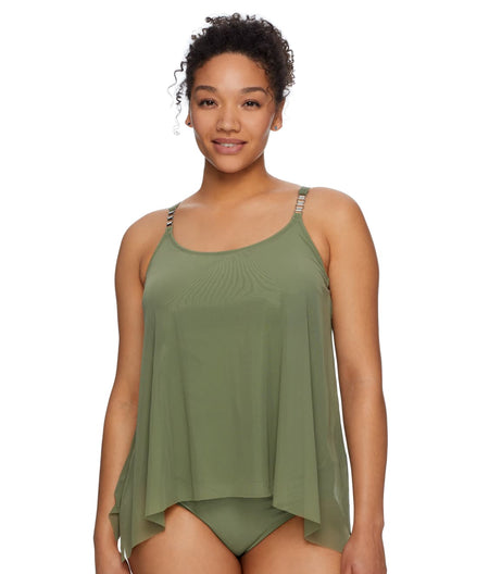 Classic Solids Mesh Layer Underwire Tankini Top