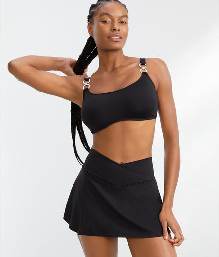 Core Solid Serene Cross-Over Skirted Bikini Bottom