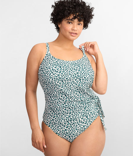 Summer Cheetah Stella Side Tie Underwire Tankini Top C-DD