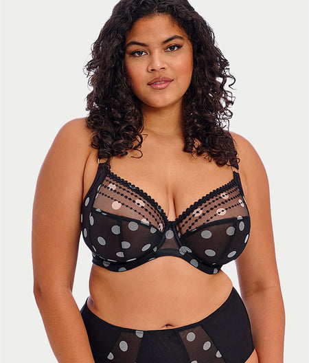 Matilda Side Support Plunge Bra: Black Dot