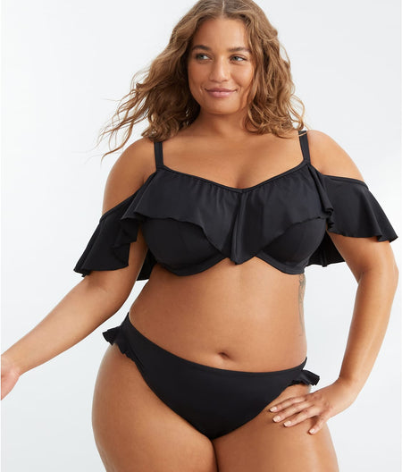 Plus Size Plain Sailing Ruffle Underwire Bikini Top