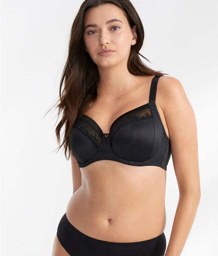 Illusion Side Support Bra: Black