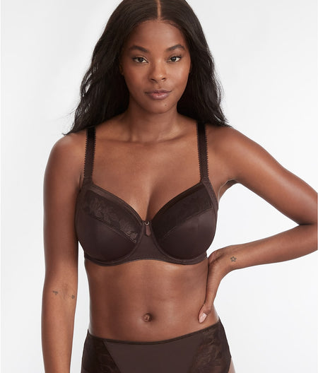 Illusion Side Support Bra: Chocolate