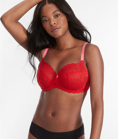 Offbeat Side Support Bra: Chilli Red