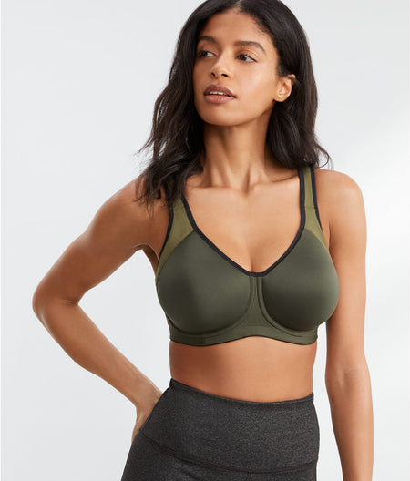 Sonic High Impact Underwire Sports Bra: Khaki