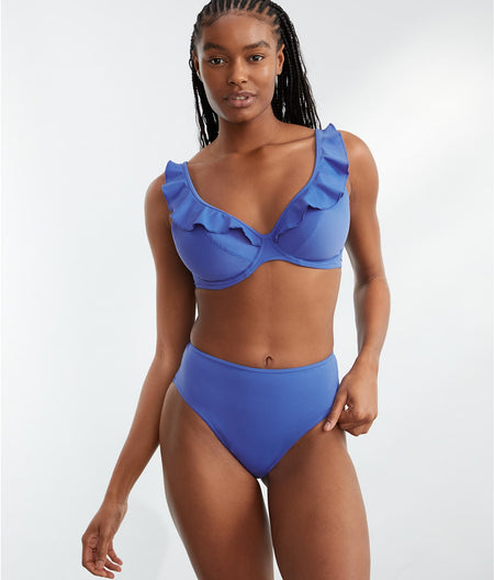 Jewel Cove Ruffled Bikini Top: Plain Azure