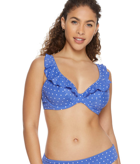 Jewel Cove Ruffled Bikini Top: Azure