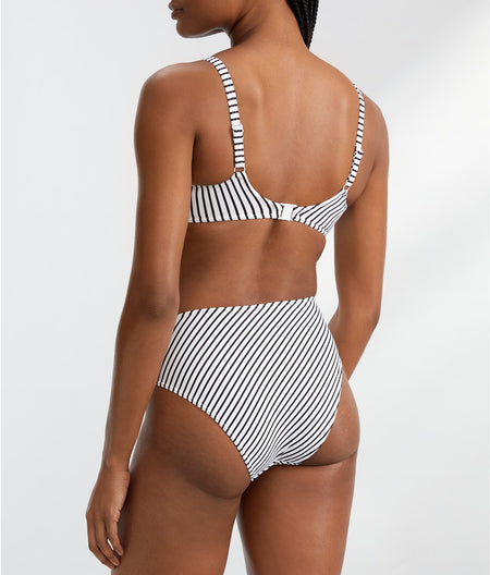 Jewel Cove Sweetheart Bikini Top: Black / White Stripe