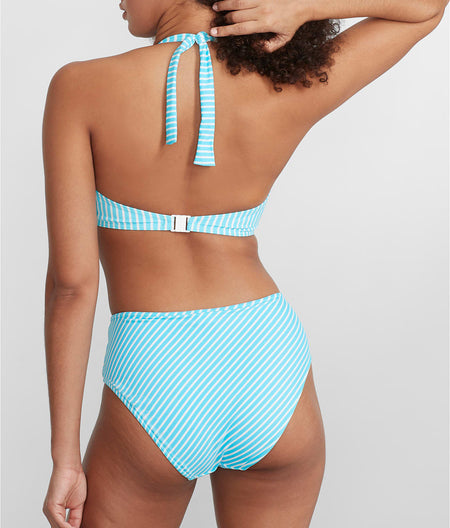 Jewel Cove Halter Bikini Top: Turquoise Stripe