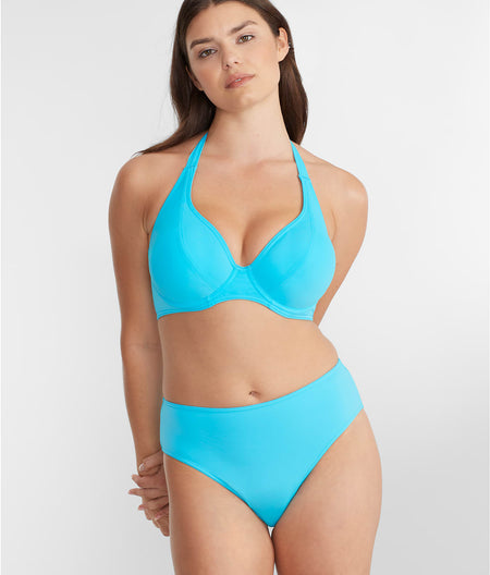 Jewel Cove Halter Bikini Top: Plain Turquoise