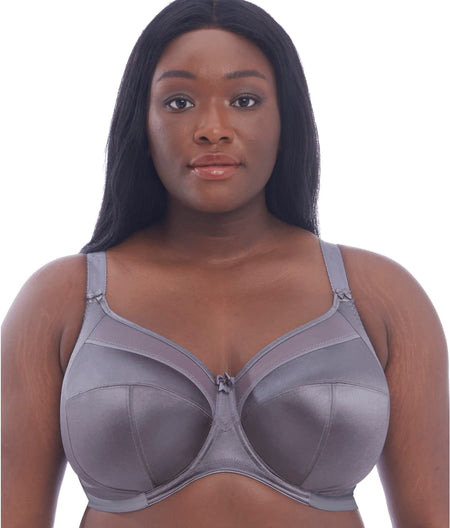 Keira Satin Side Support Bra: Blue Granite