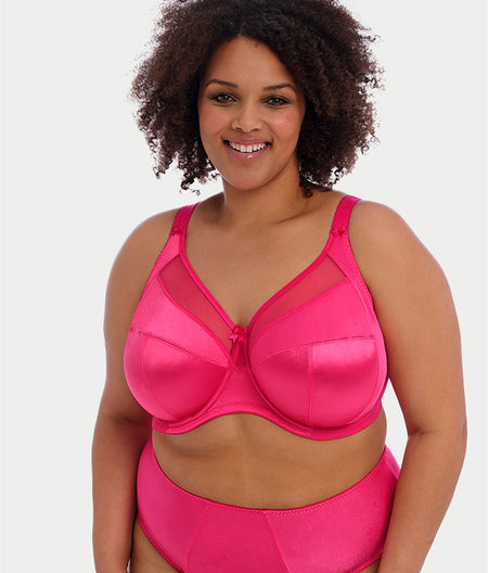 Keira Satin Side Support Bra: Hot Pink