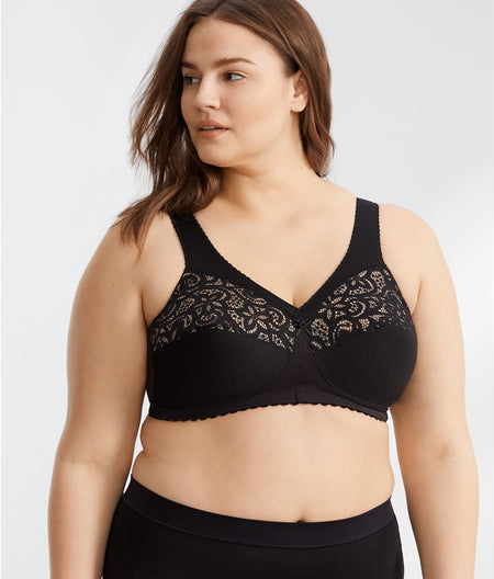 MagicLift Cotton Support Wire-Free Bra: Black