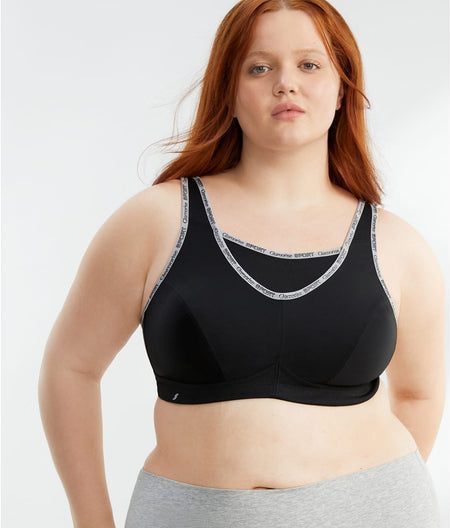 No-Bounce Cami Wire-Free Sports Bra: Black Logo