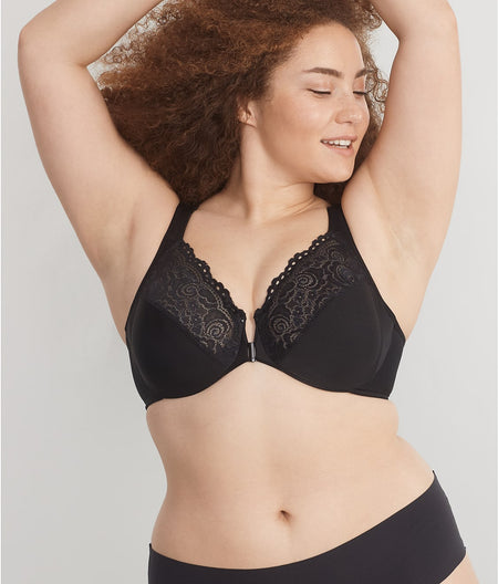 WonderWire Front-Close Bra: Black