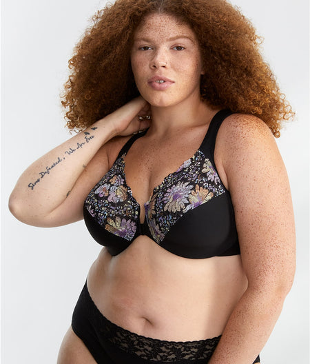 WonderWire Front-Close Bra: Floral Print