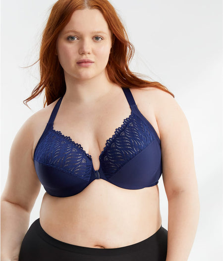 WonderWire Front-Close T-Back Bra: Blue