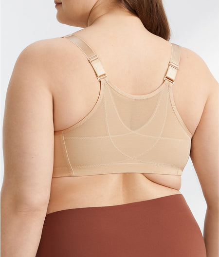 MagicLift Front-Close Posture Back Wire-Free Bra: Cafe