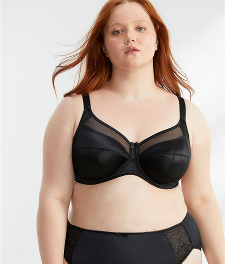 Keira Satin Side Support Bra: Black