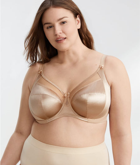 Keira Satin Side Support Bra: Fawn