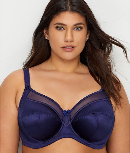 Keira Satin Side Support Bra: Ink